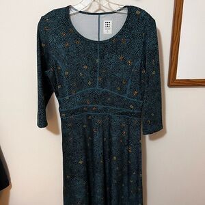 Title Nine Teal and Orange Floral Long Sleeve Dress